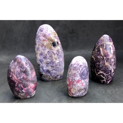 LÉPIDOLITE FORME LIBRE Lot de 4 pièces