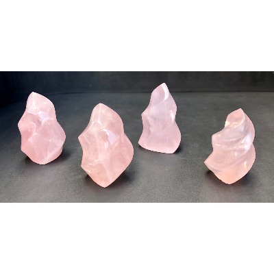 QUARTZ ROSE FLAMME Lot de 4 Pièces